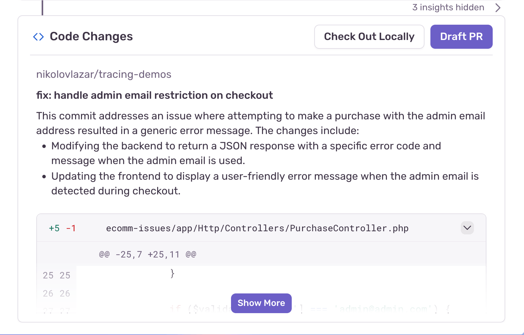Code changes