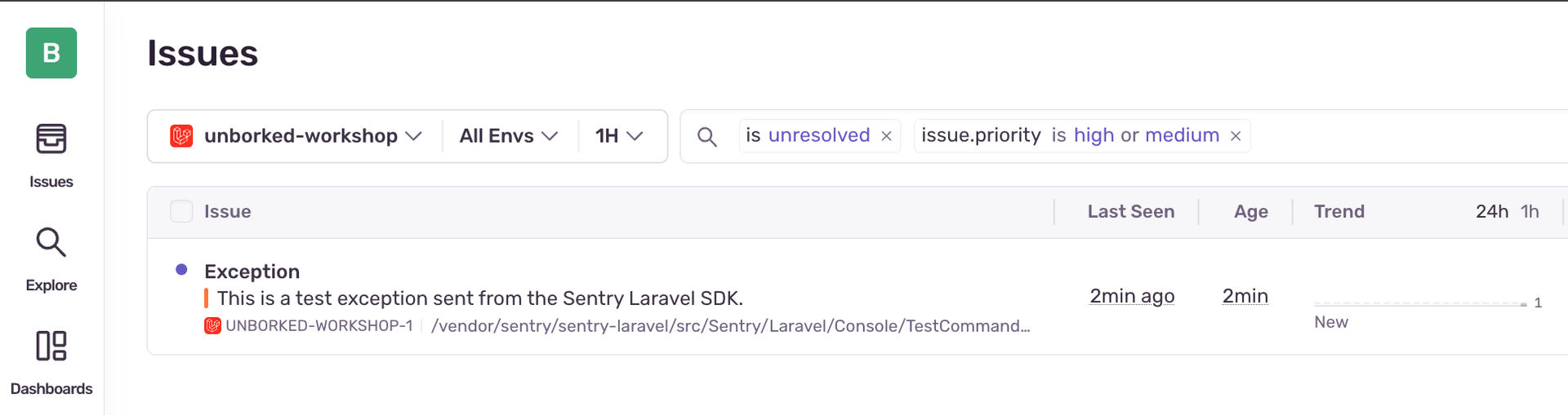 Laravel test event